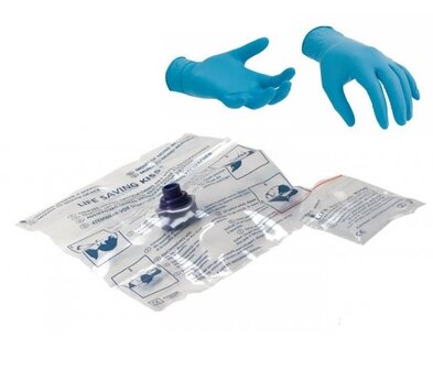 Beademingsmasker + 1 paar latex handschoenen