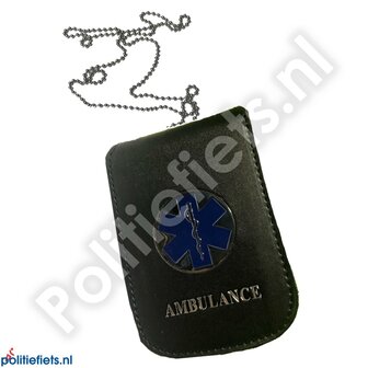Legitimatiehouder met halsketting Star of life &quot;AMBULANCE&quot;